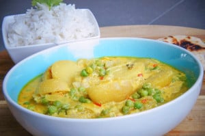 Curry met nieuw patatjes en erwtjes-2