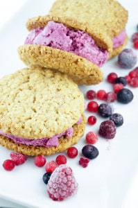 Berry icecream oatmeal cookie sandwich