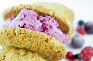 Berry icecream oatmeal cookie sandwich