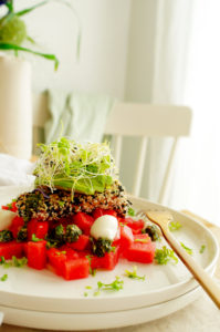 Salade met krokante halloumi en watermeloen