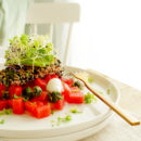 Salade met krokante halloumi en watermeloen