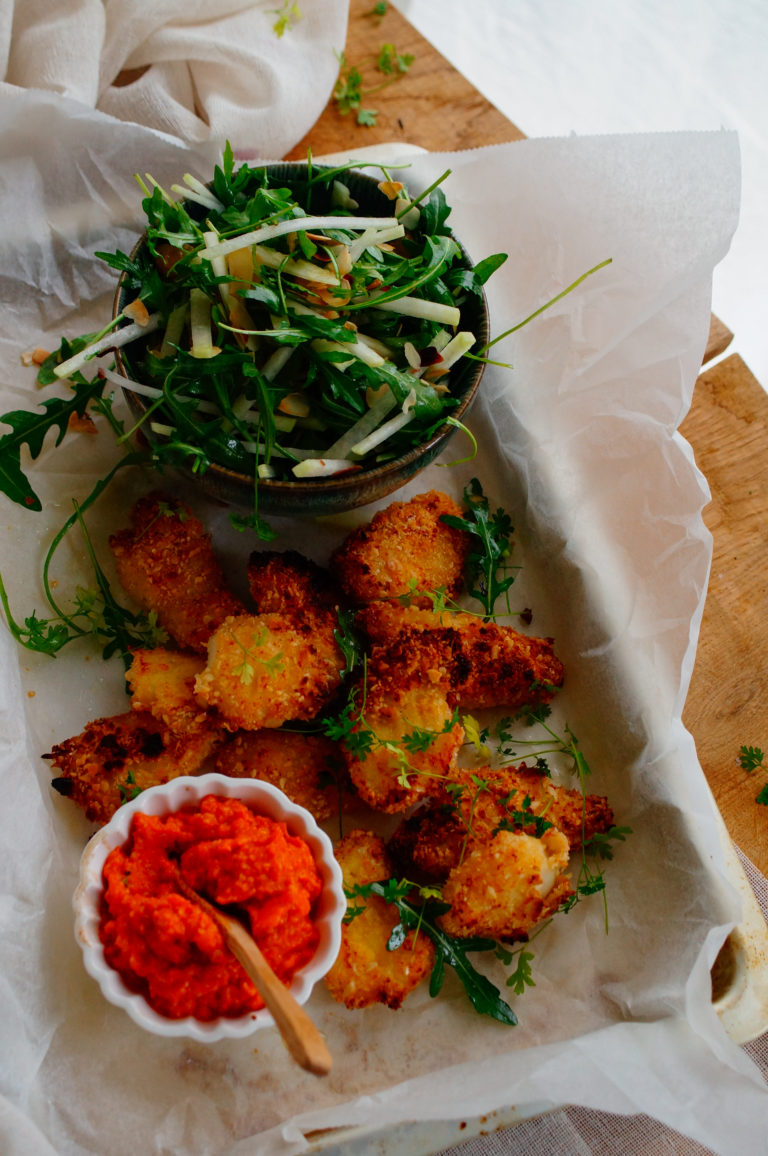 Fishsticks met romescosaus Elien's Cuisine Lekkere en gemakkelijke