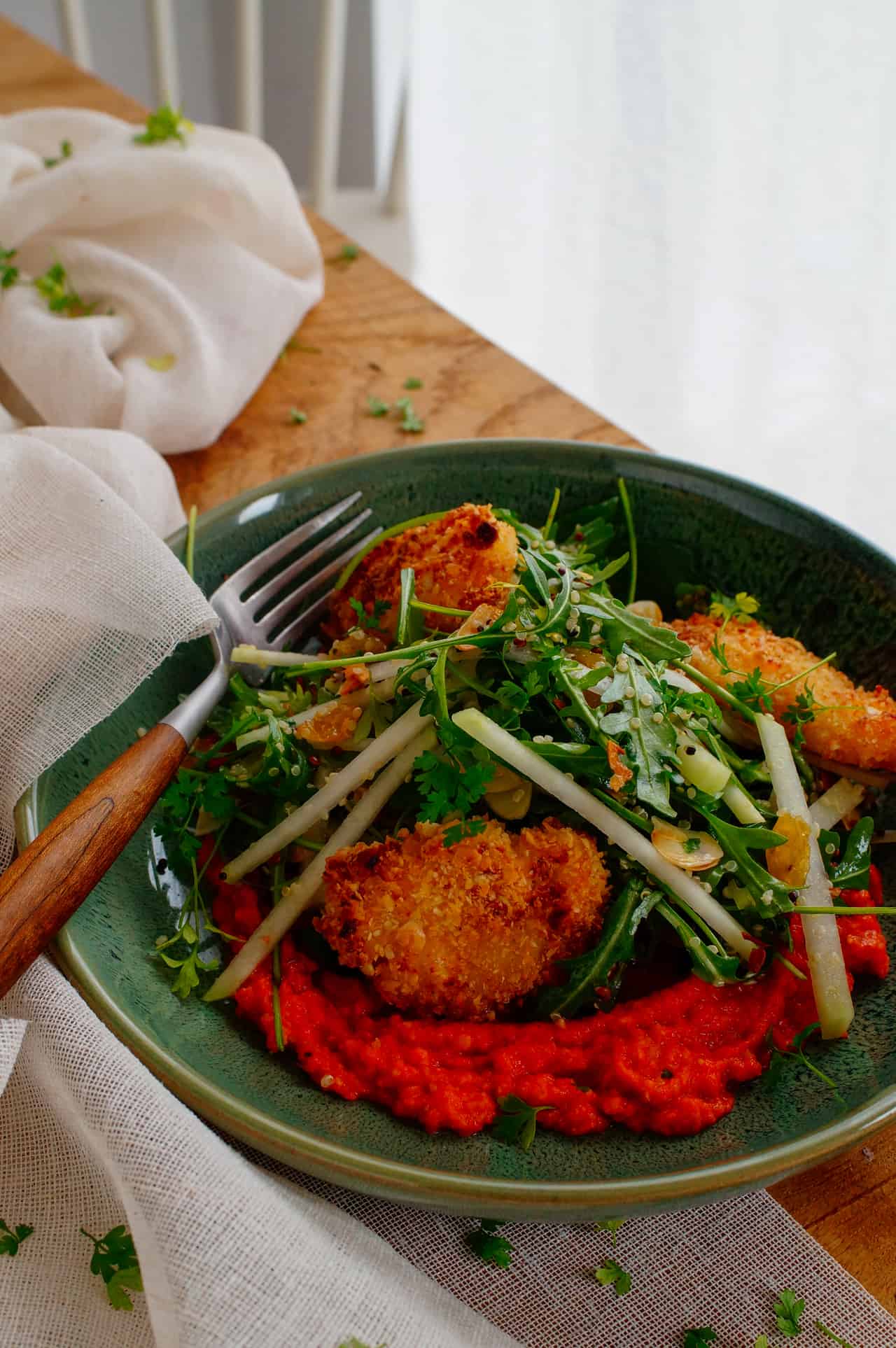 Fishsticks met romescosaus Elien's Cuisine Lekkere en gemakkelijke