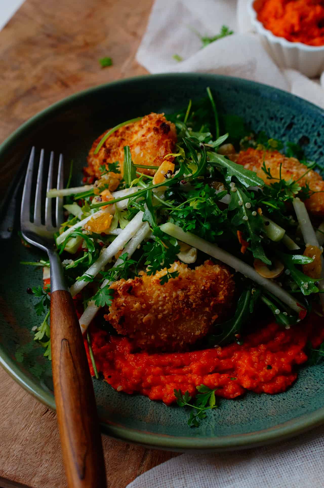 Fishsticks met romescosaus Elien's Cuisine Lekkere en gemakkelijke