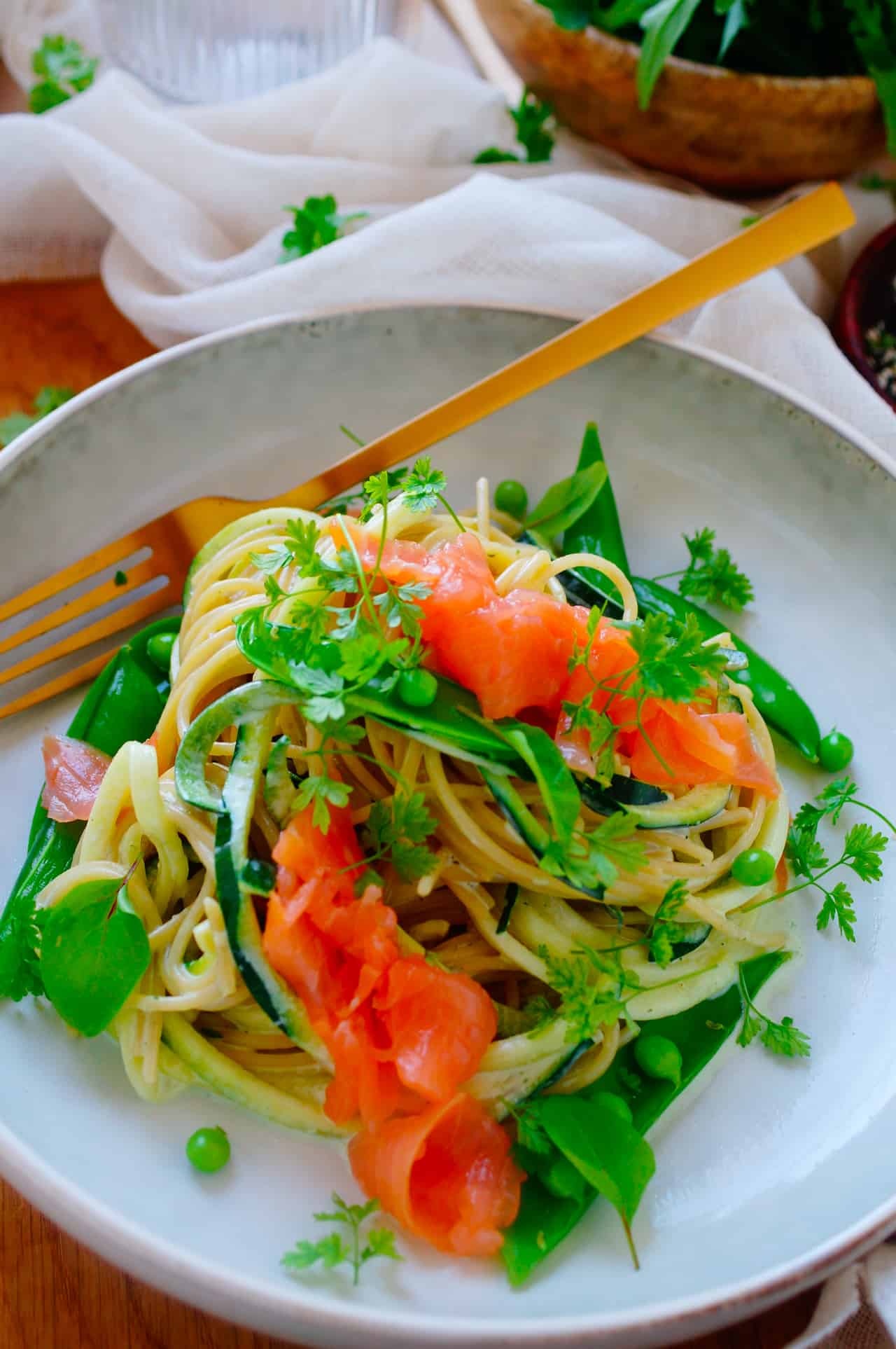 Spaghetti met courgette, zalm en ricottasaus Elien's Cuisine