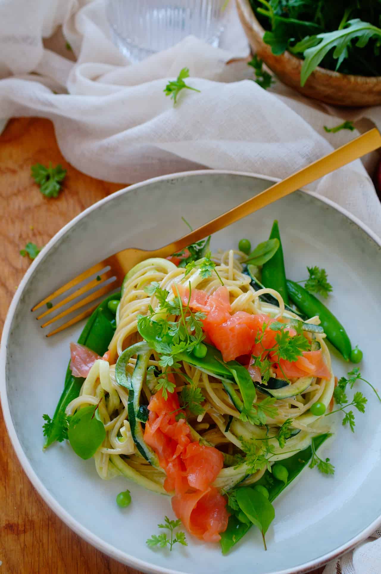 Spaghetti met courgette, zalm en ricottasaus - Elien's Cuisine