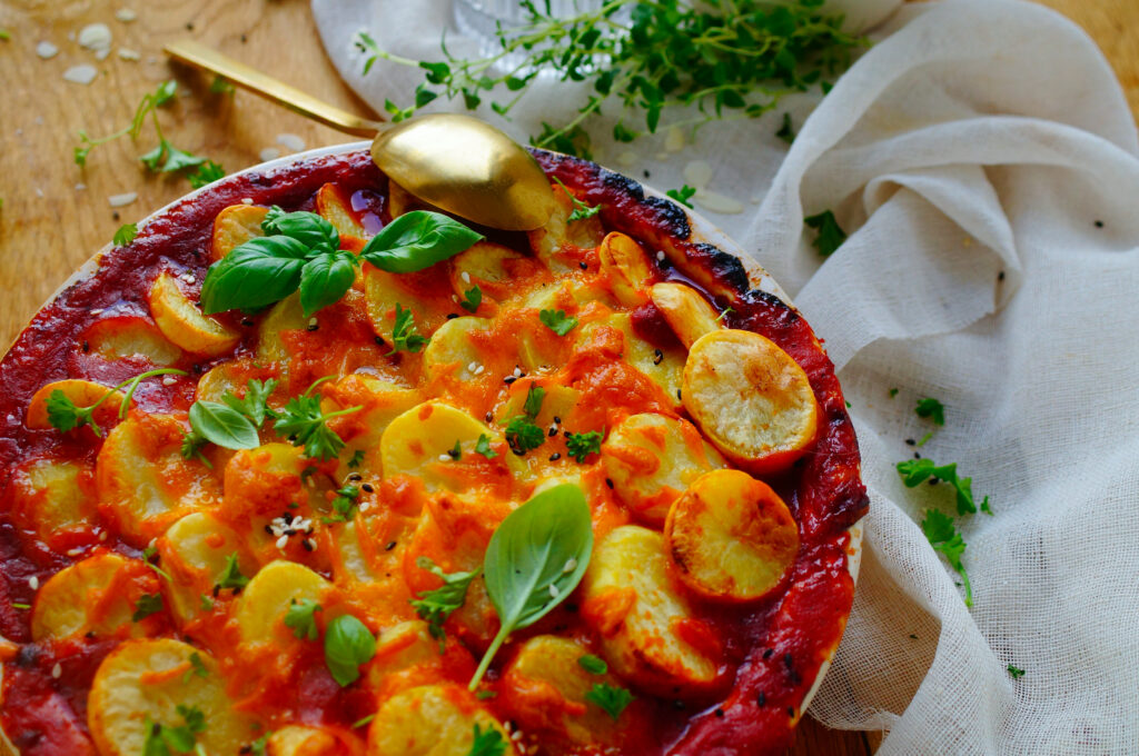 Ovenschotel met chorizo, spek en aardappelen