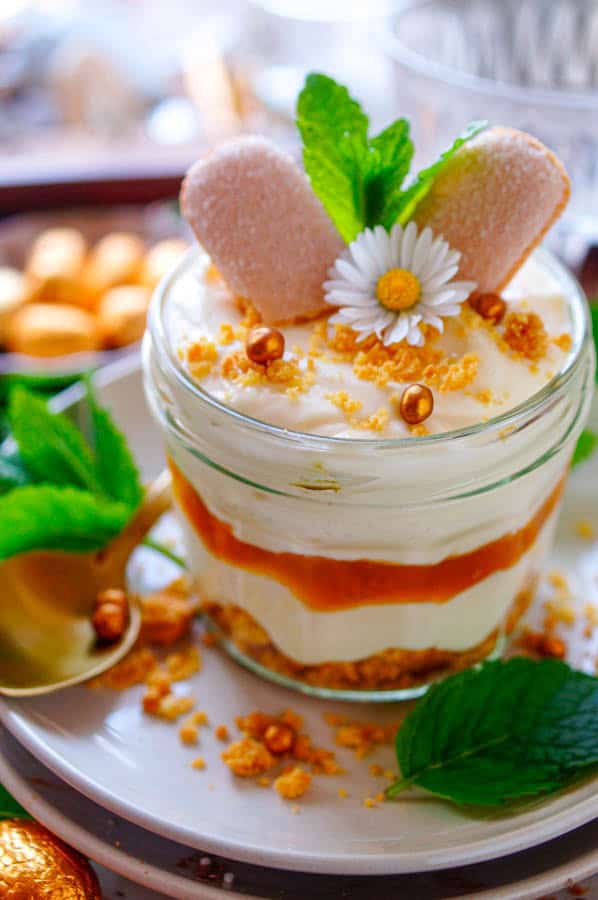 Lekker makkelijk recept voor advocaat mousse, simpel snel dessert in een glaasje klaar in amper 20min. Luchtige mascarpone mousse met wat advocaat aan toegevoegd. Met een laagje abrikozen confituur en krokante sprits koekjes