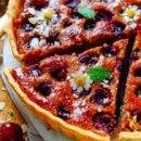 Makkelijk recept voor De lekkerste kersentaart, simpel snel gebak voor bij de koffie of thee. Zomerse taart met kersen. Eenvoudig om te maken, weinig werk. Om van te smullen