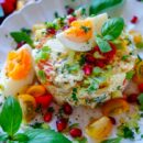 Lekker makkelijk recept voor kip tartaar, simpel snel doordeweekse maaltijd voor op weekmenu. Of als hapje bij een apéro of als voorgerecht. Fris, licht en op en top zomers. Met restjes gebraden kip, aardappelen, ei, groentjes en een licht yoghurt sausje. Heerlijke dagelijkse kost
